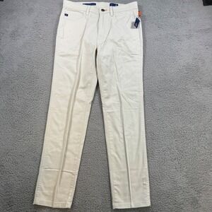 Stitch Golf Mens Chinos Pants Flat Front Beige Cotton Spandex Blend 30x30